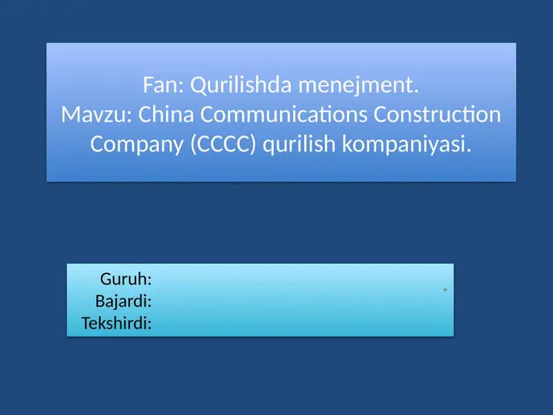 China Communications Construction Company (CCCC)