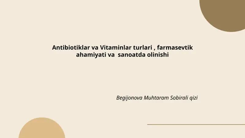 Antibiotiklar va Vitaminlar