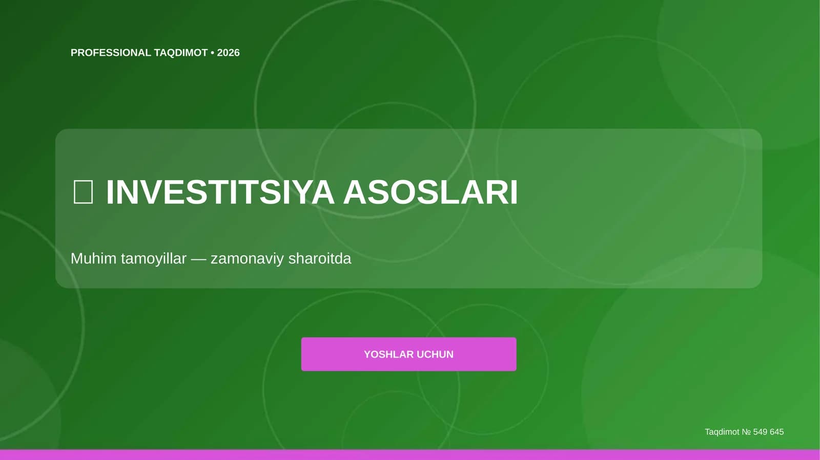 INVESTITSIYA ASOSLARI