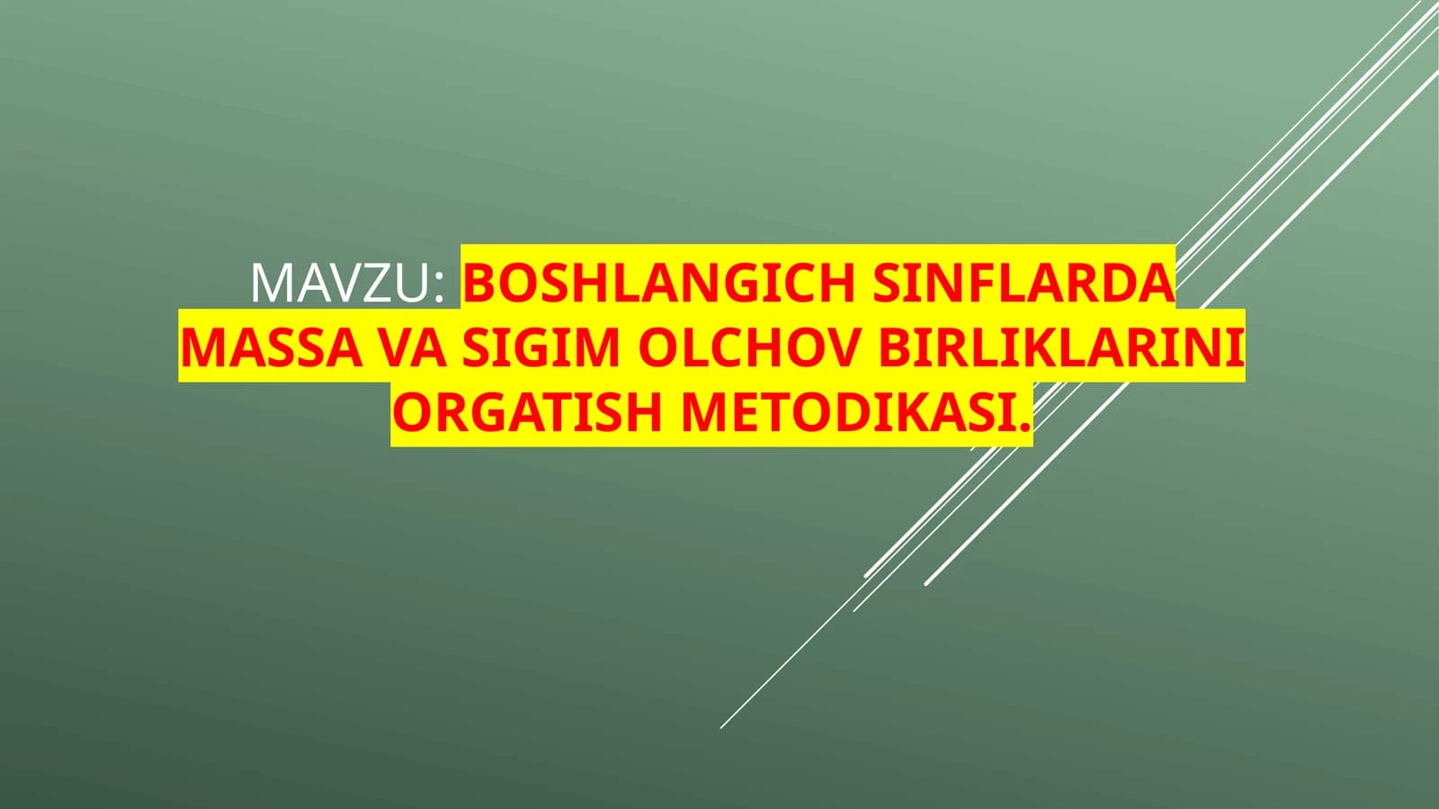 Boshlangich sinflardagi massavasigimolchov birliklarini orgatish metodi kasi