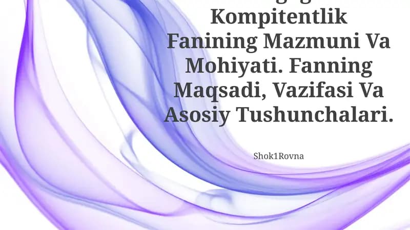 Pedagogik Kompitentlik Fanining Mazmuni Va Mohiyati