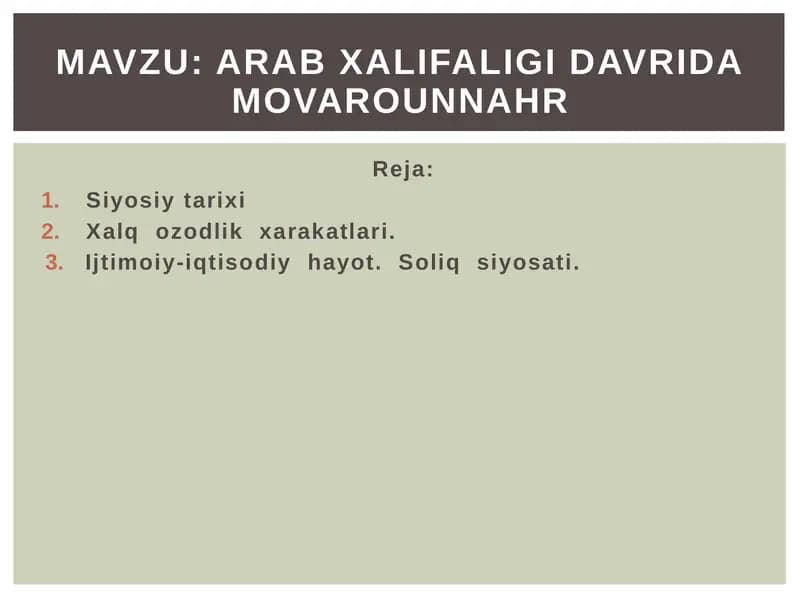 Arabxalifaligida Movarounnahr