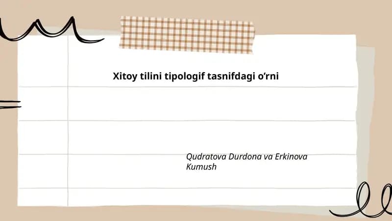 Xitoy tilini tipologif tasnifdagi o’rni