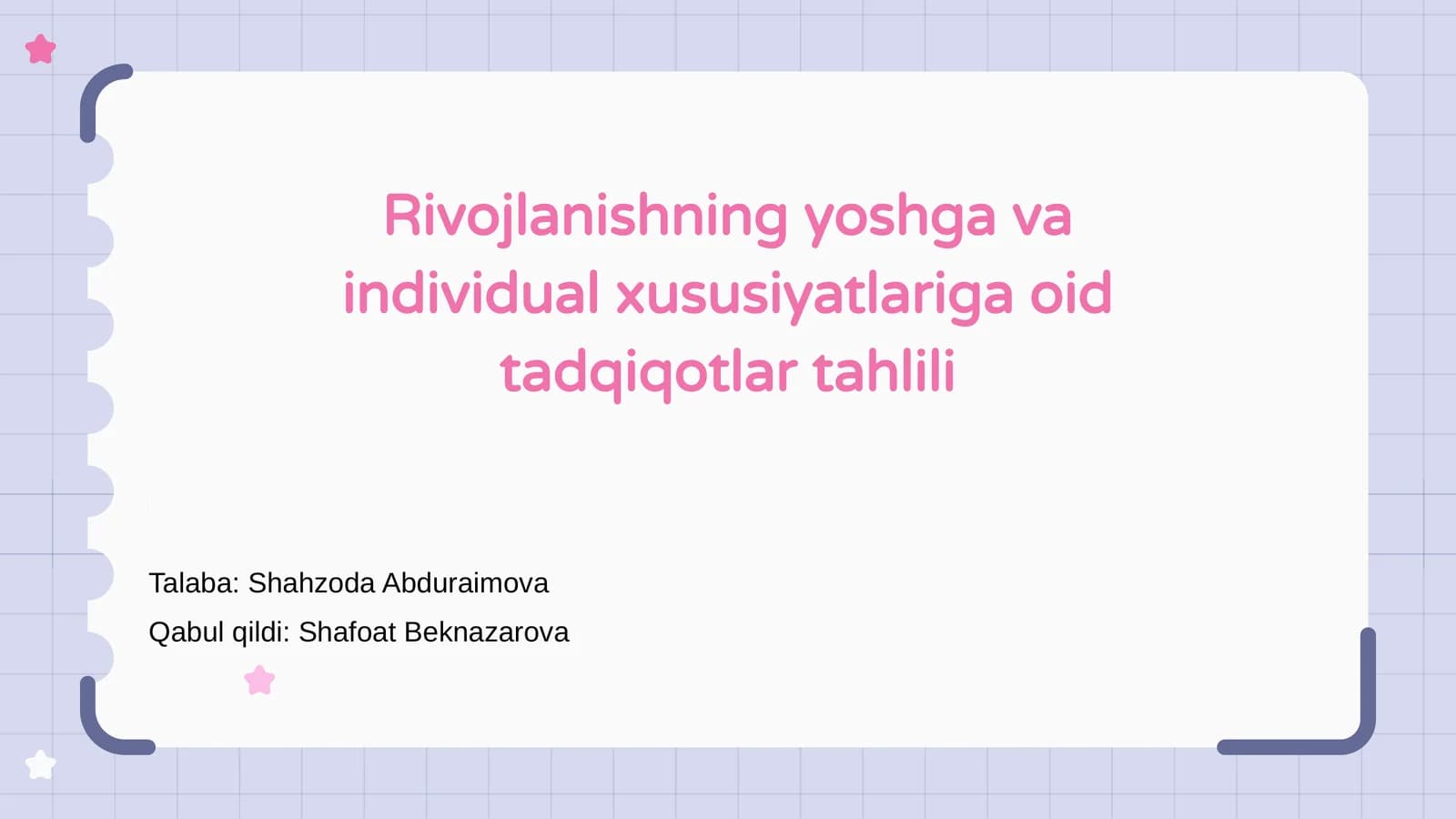 Rivojlanishning yoshga va individual xususiyatlariga oid tadqiqotlar tahlili