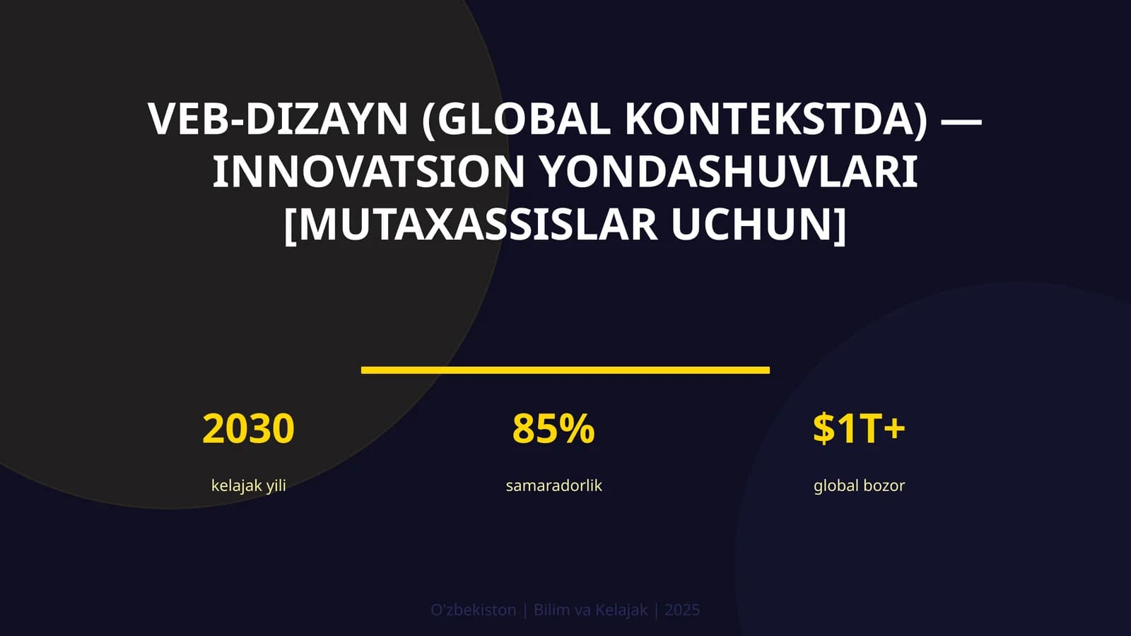 VEB-DIZAYN (GLOBAL KONTEKSTDA) — INNOVATSION YONDASHUVLARI [MUTAXASSISLAR UCHUN]