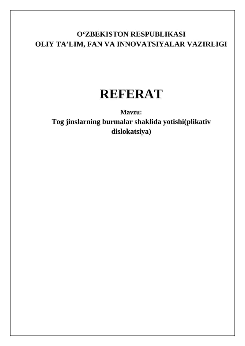Burmalarning Yotishi (Plikativ Dislokatsiya)