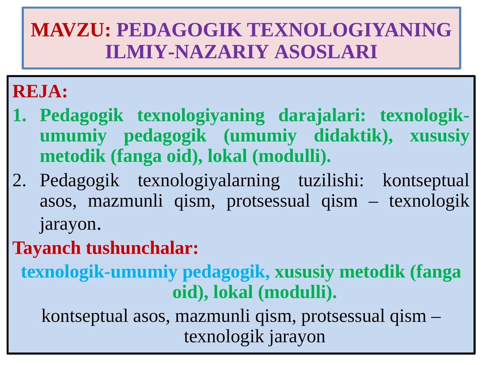 PЕDАGОGIK TЕХNОLОGIYANING ILMIY-NAZARIYАSОSLАRI