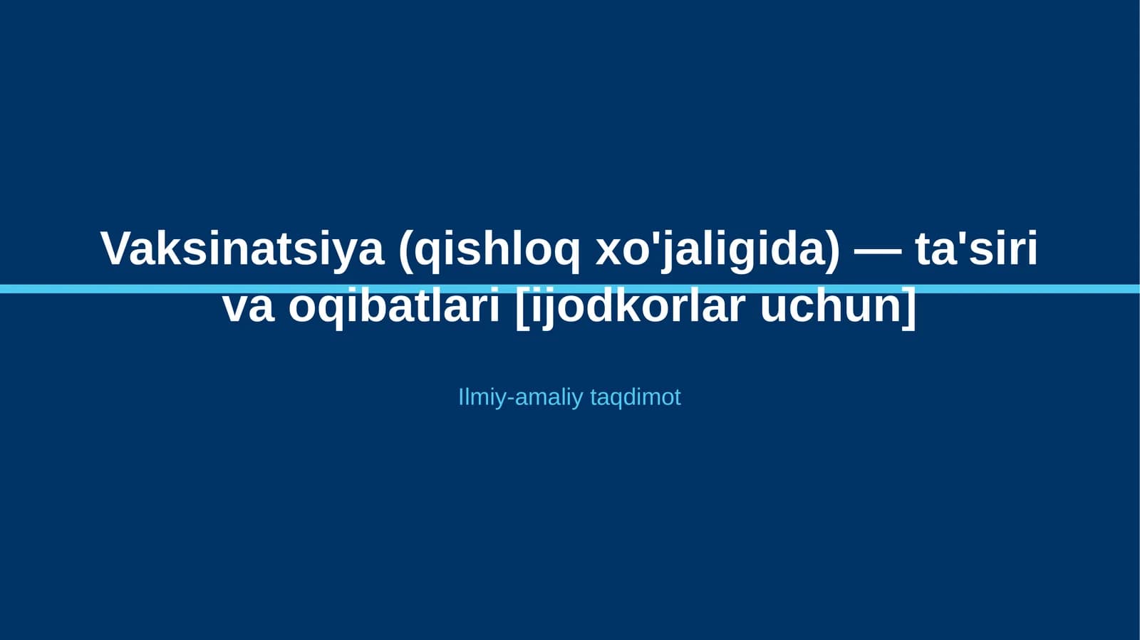 Vaksinatsiya (qishloq xo'jaligida) — ta'siri va oqibatlari [ijodkorlar uchun]