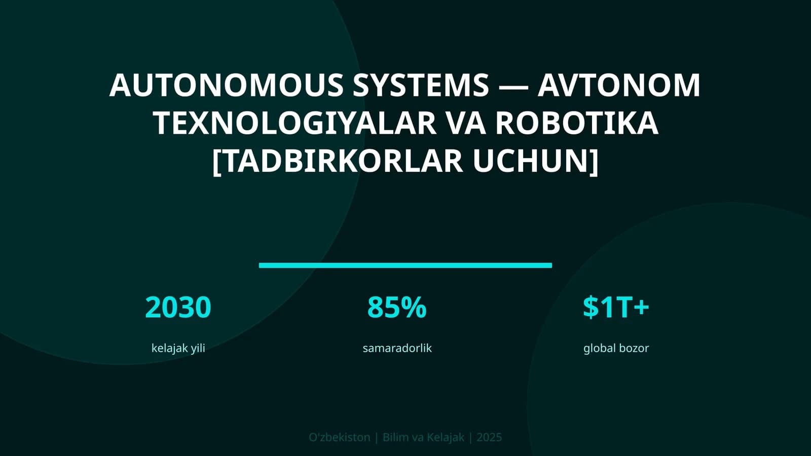 Autonomous Systems — avtonom texnologiyalar va robotika [tadbirkorlar uchun]
