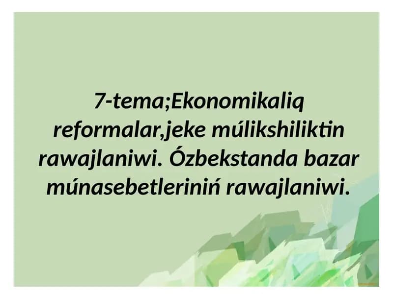 Ekonomikaliq reformalar qaraqalpaqsha