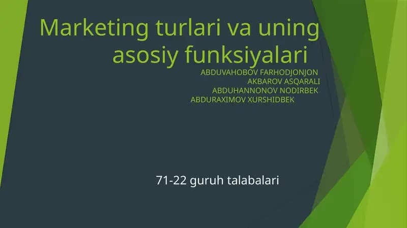 Marketingturlari va uning asosiy funksiyalari