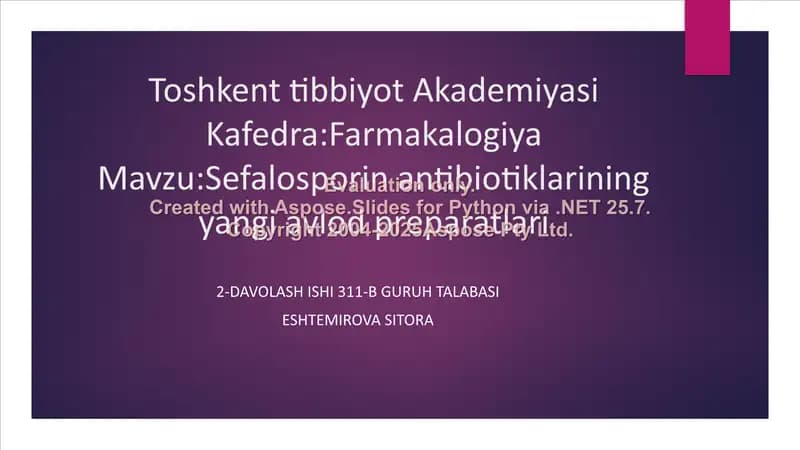 Sefalosporin antibiotiklarining yangi avlod preparatlari