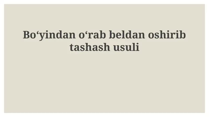 Bel va bo‘yin orqali tashlash