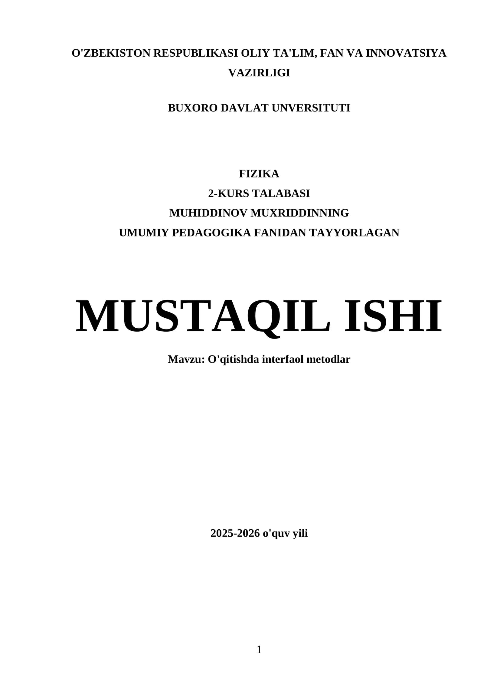 O'qitishda interfaol metodlar