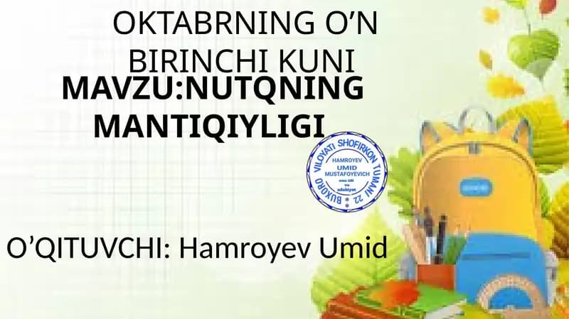 OKTABRNING O’NBIRINCHIKUNI