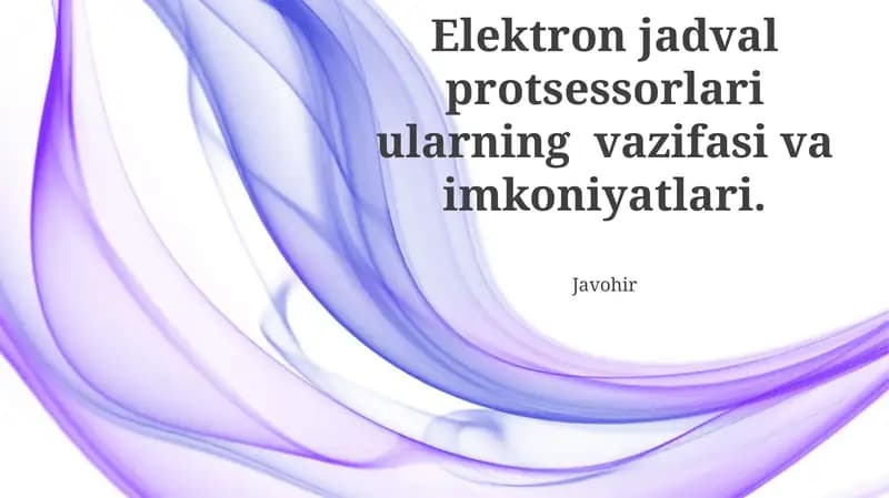 Jadval Protsessorlari