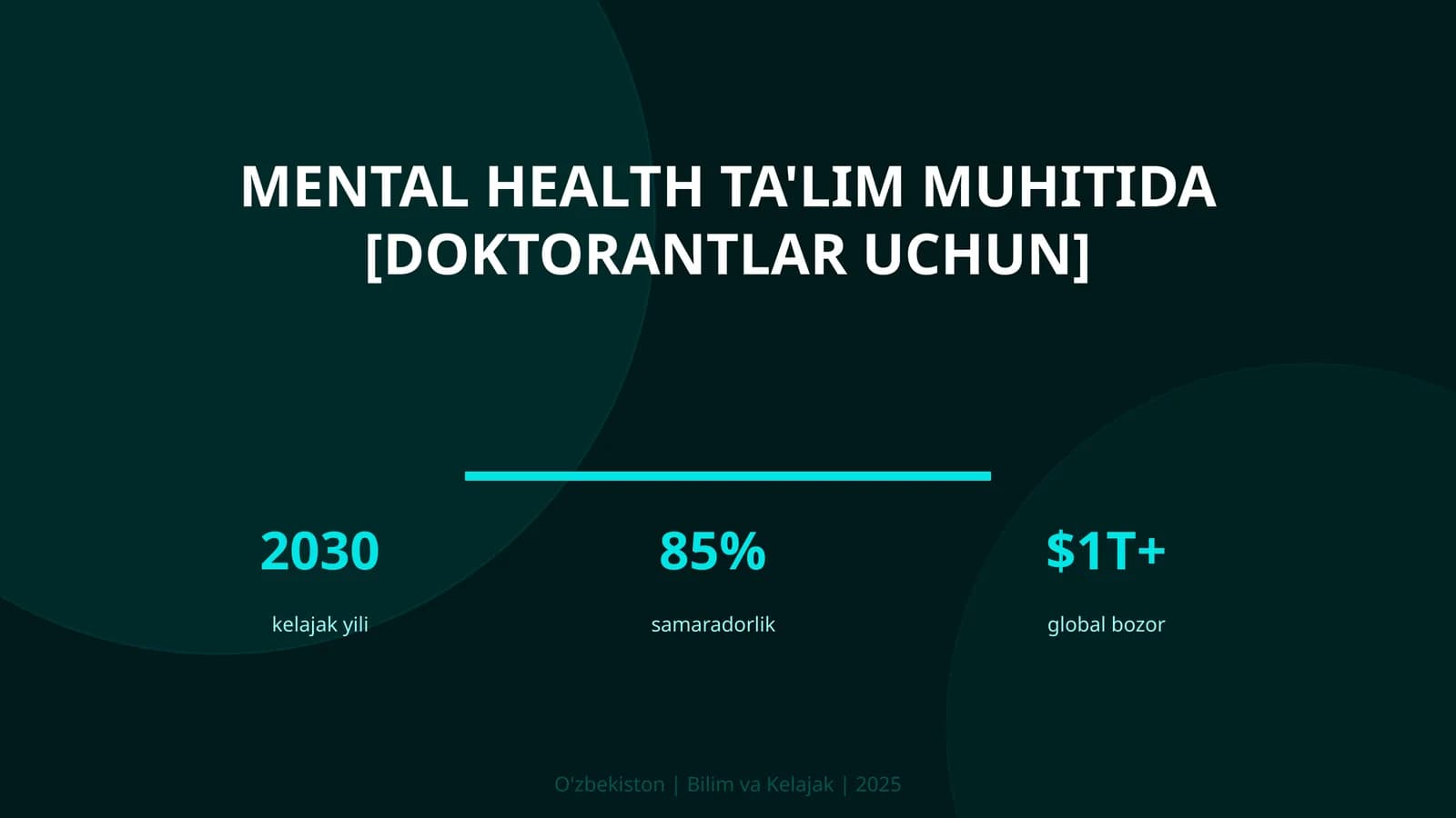 Mental health ta'lim muhitida [doktorantlar uchun]