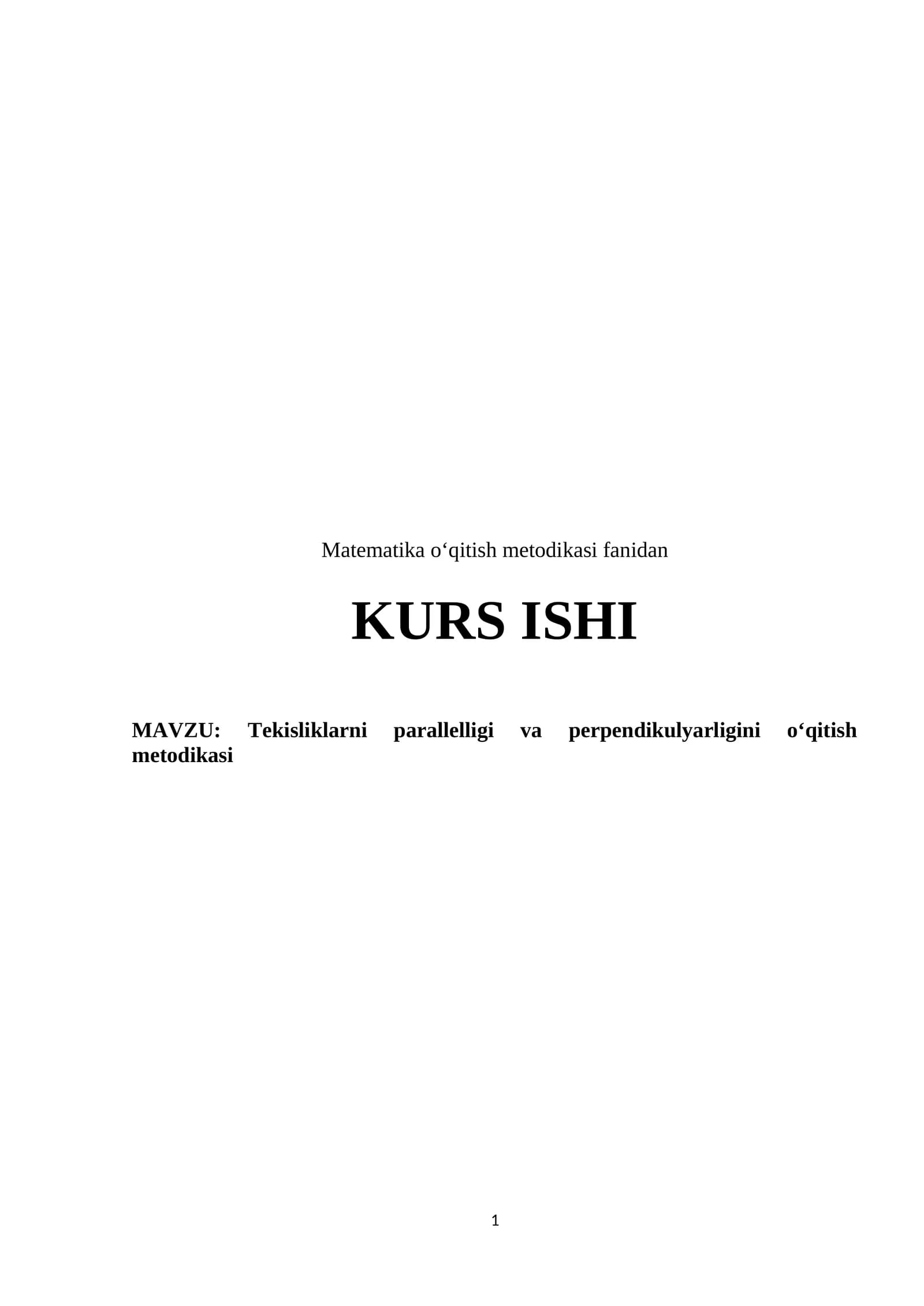 Tekisliklarni parallelligi va perpendikulyarligini o‘qitish metodikasi