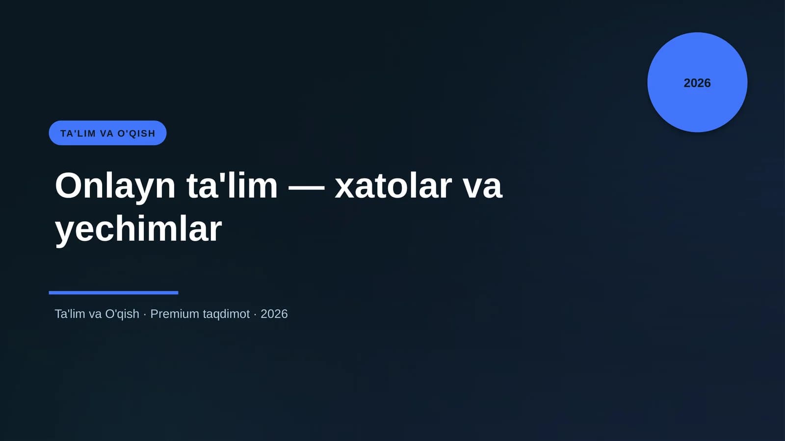 Onlayn ta'lim — xatolar va yechimlar