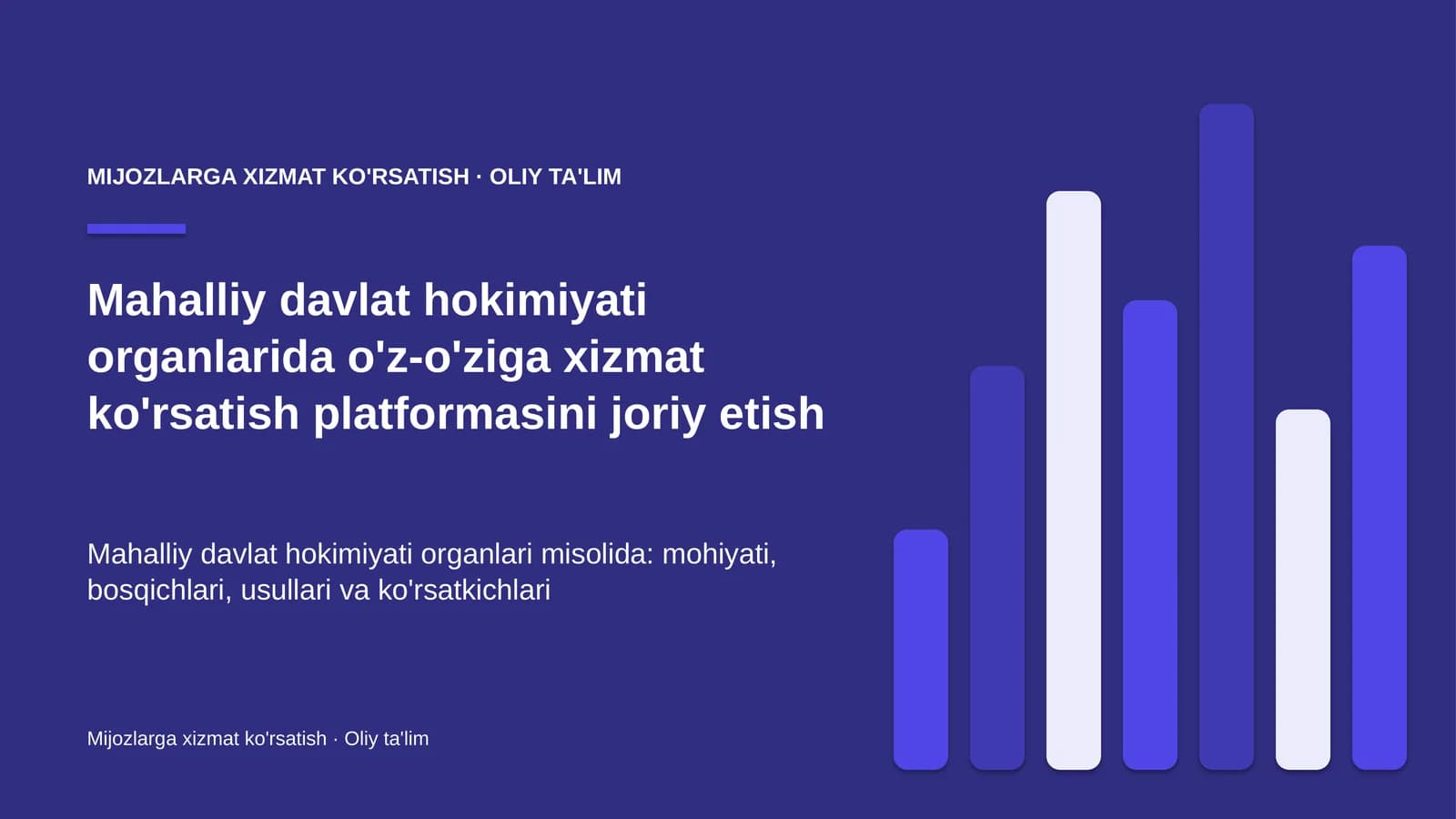 Mahalliy davlat hokimiyati organlarida o'z-o'ziga xizmat ko'rsatish platformasini joriy etish