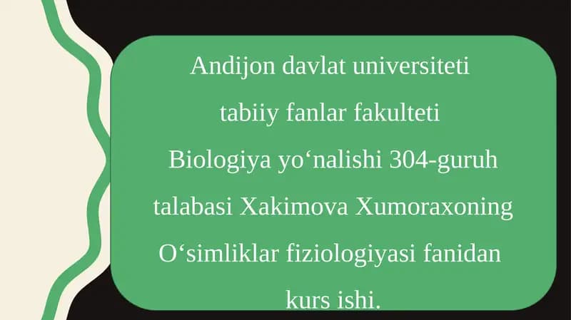 Fotosintez Fiziologiyasi