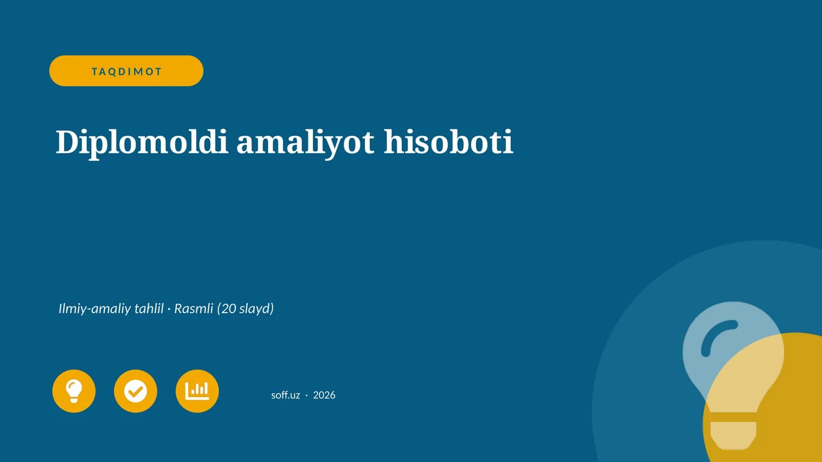 Diplomoldi amaliyot hisoboti