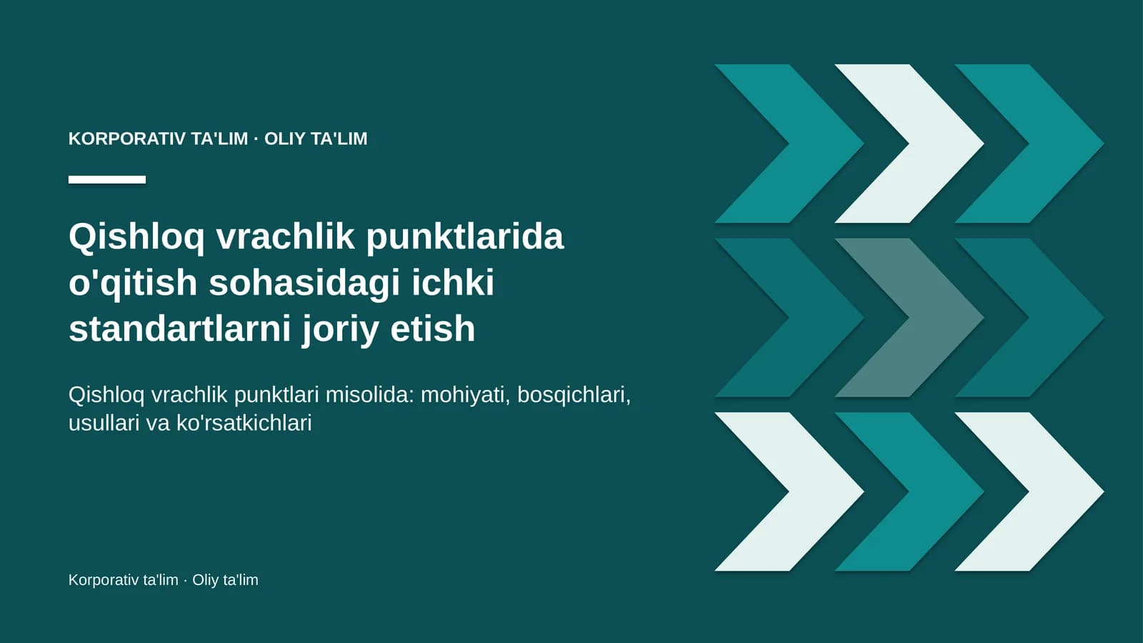 qishloq vrachlik punktlarida o'qitish sohasidagi ichki standartlarni joriy etish 9760