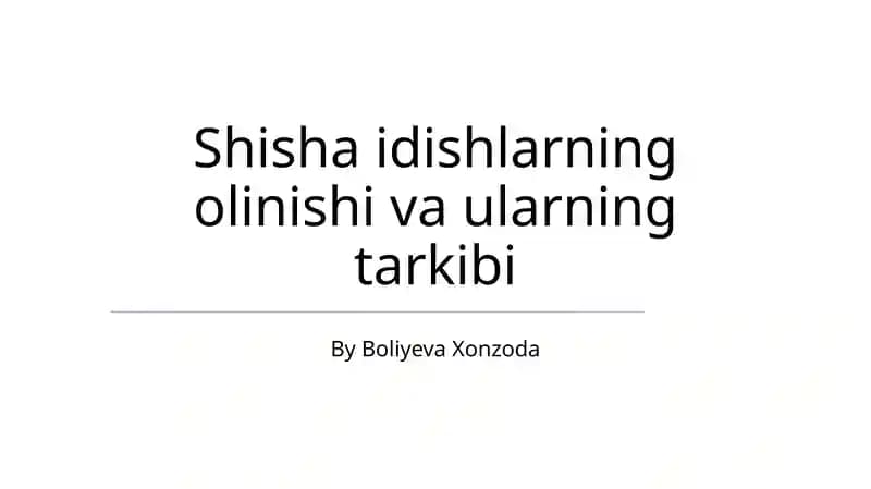 Shiशा Tamakining Xom Ashyosini Sotib Olish