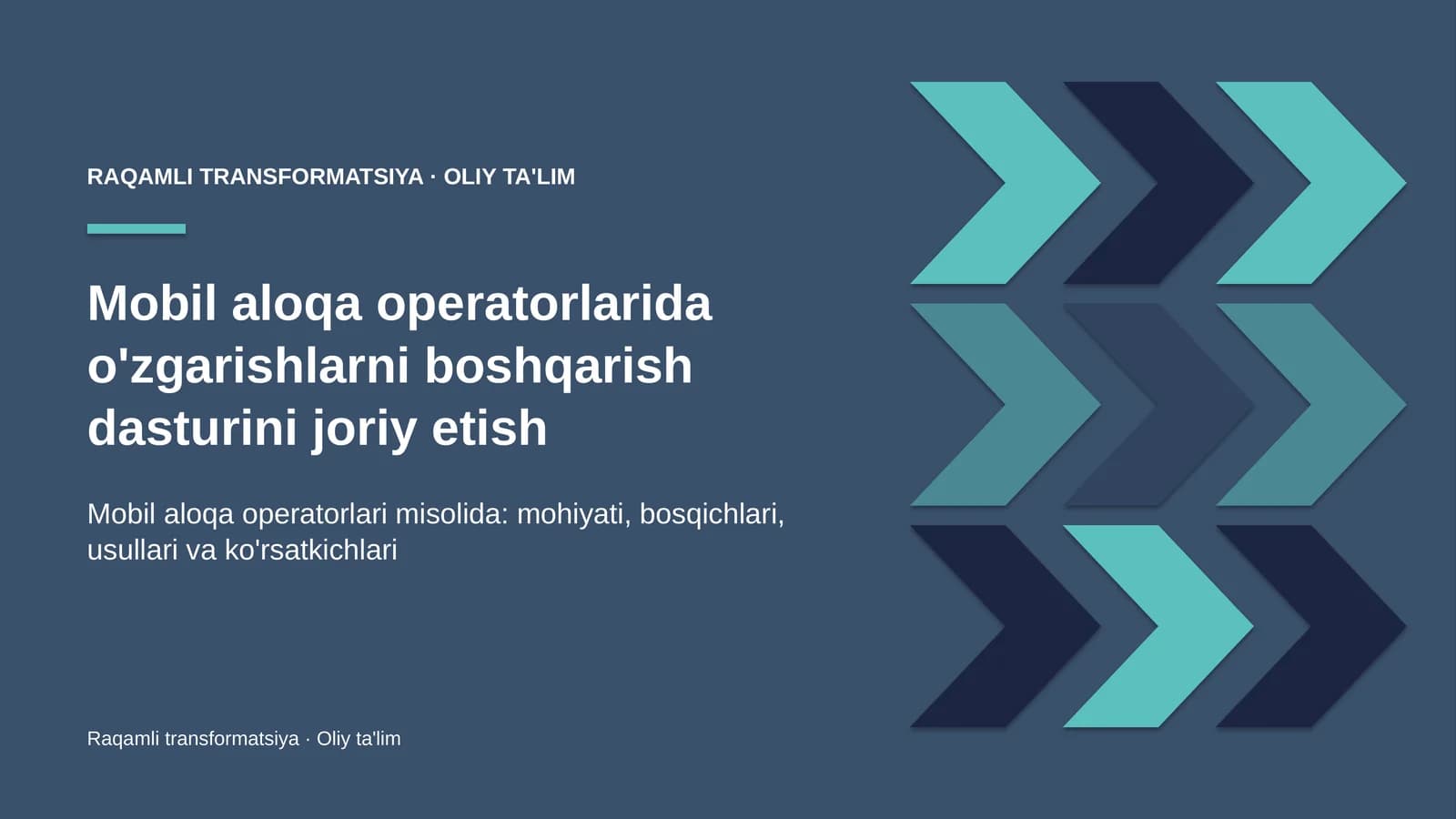 mobil aloqa operatorlarida o'zgarishlarni boshqarish dasturini joriy etish 6308