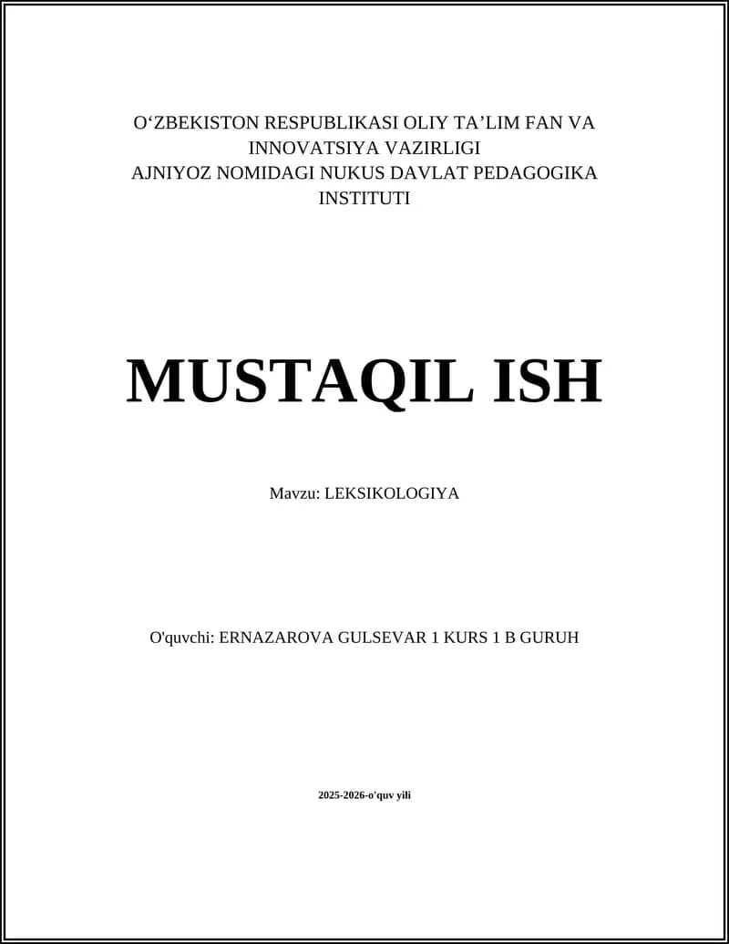 LEKSIKOLOGIYA