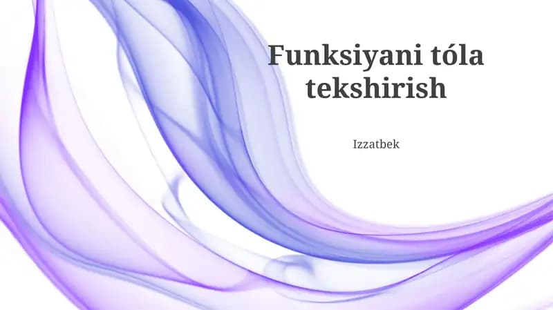 Funktsiya Testi Asoslari
