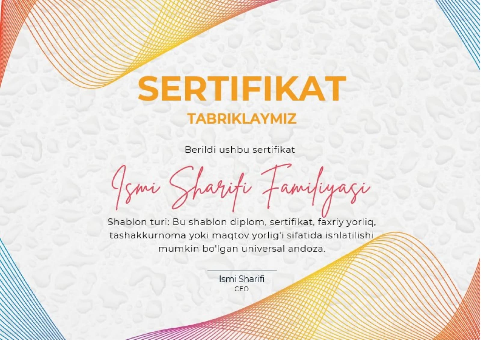 Sertifikat namuna