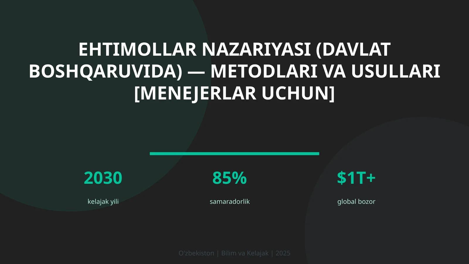 Ehtimollar nazariyasi (davlat boshqaruvida) — metodlari va usullari [menejerlar uchun]