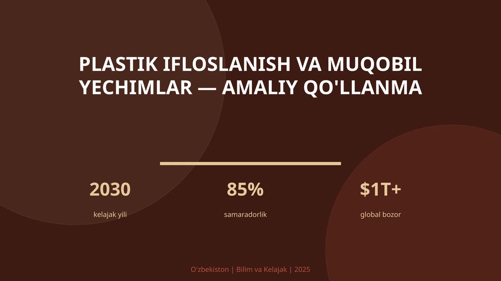PLASTIK IFLOSLANISH VA MUQOBIL YECHIMLAR — AMALIY QO'LLANMA
