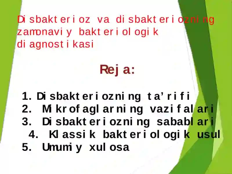 Disbakteriozning ta’rifi
