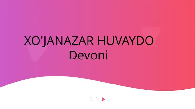 XO'JANAZAR HUVAYDO Devoni