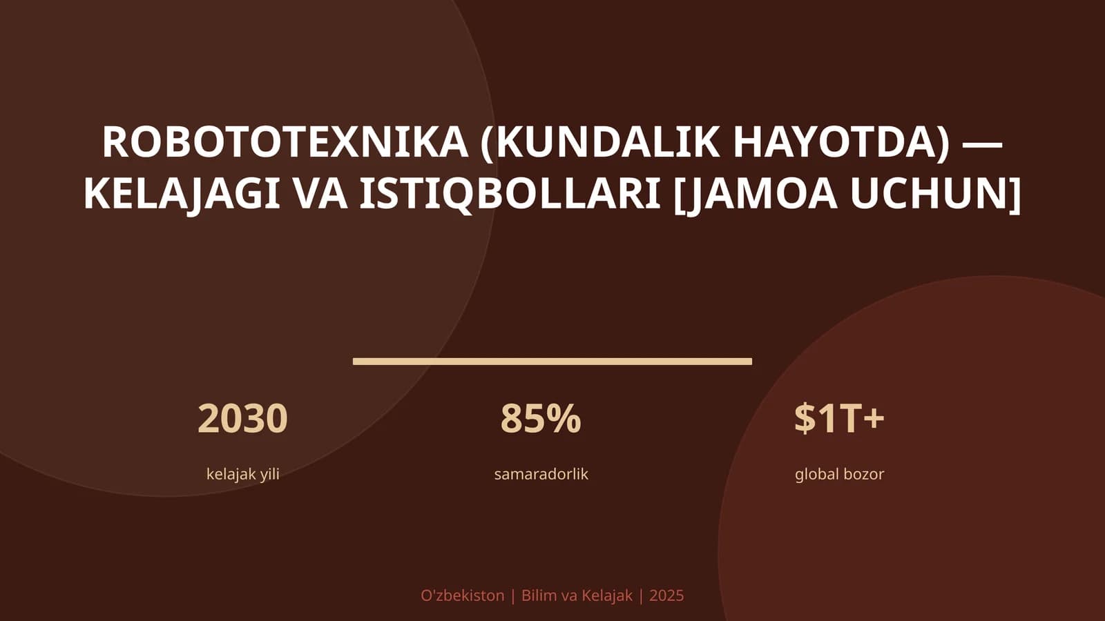 Robototexnika (kundalik hayotda) — kelajagi va istiqbollari [jamoa uchun]