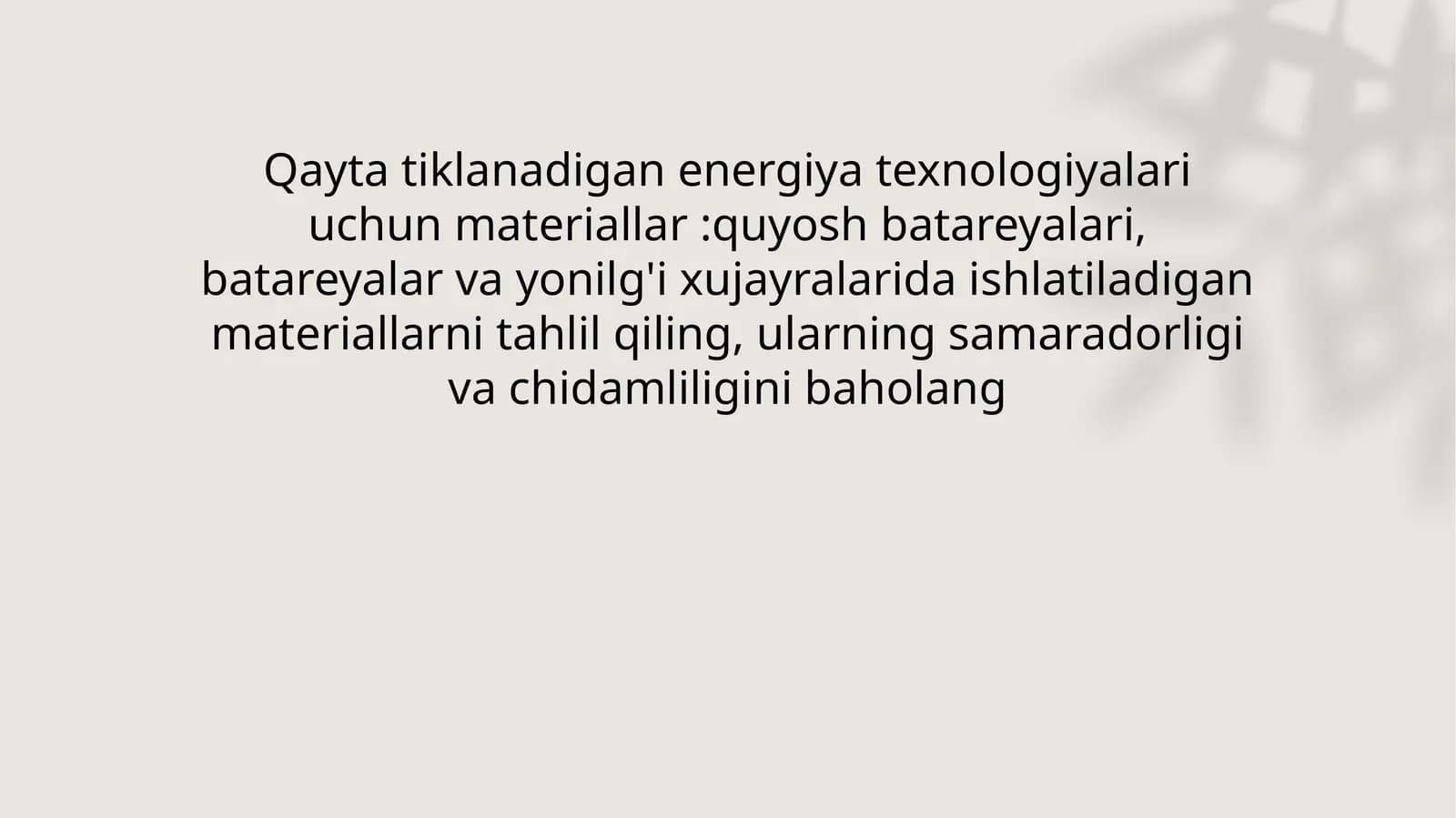 Quyosh batareyalari uchun malumot to'plash