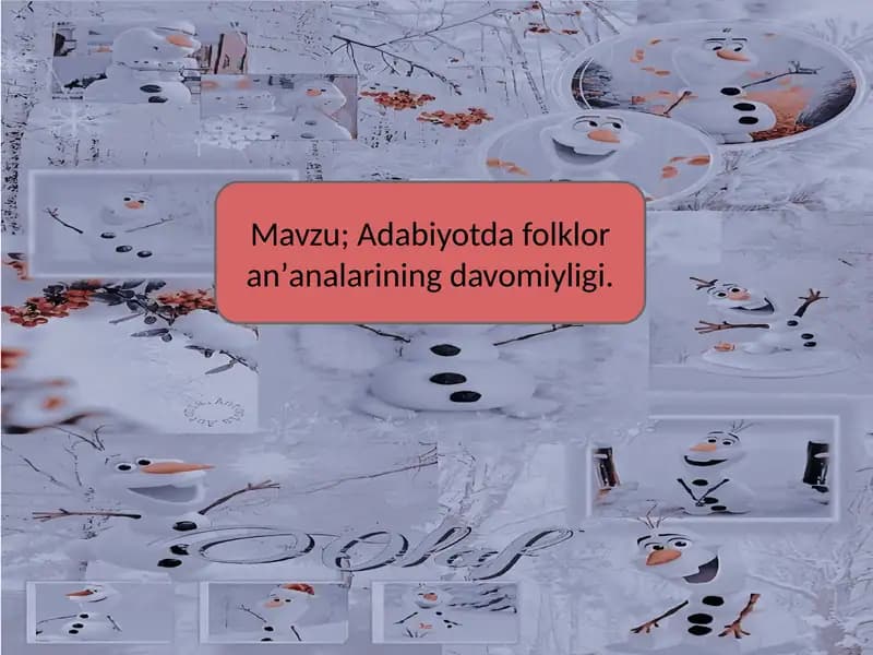 Adabiyotdafolkloranʼanalariningdavomiyligi