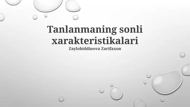 Tanlanmaning sonli xarakteristikalari
