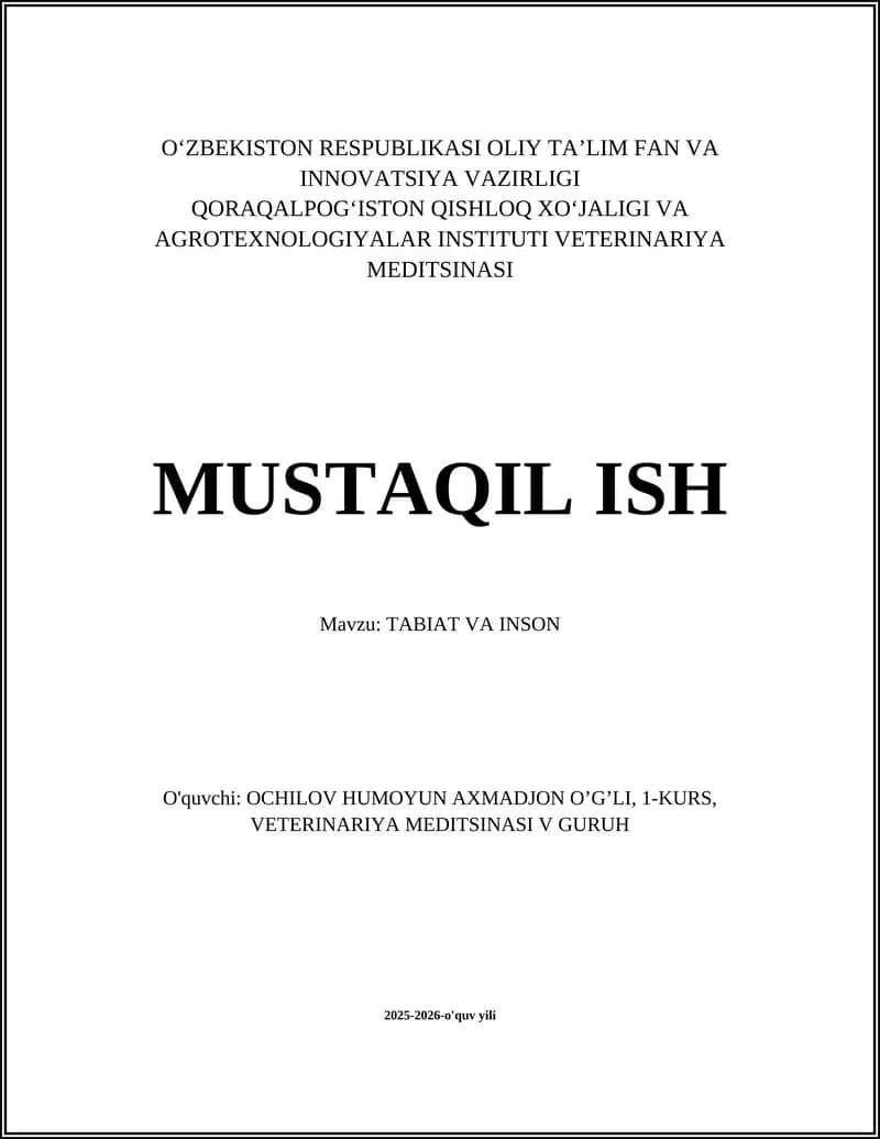 TABIAT VA INSON