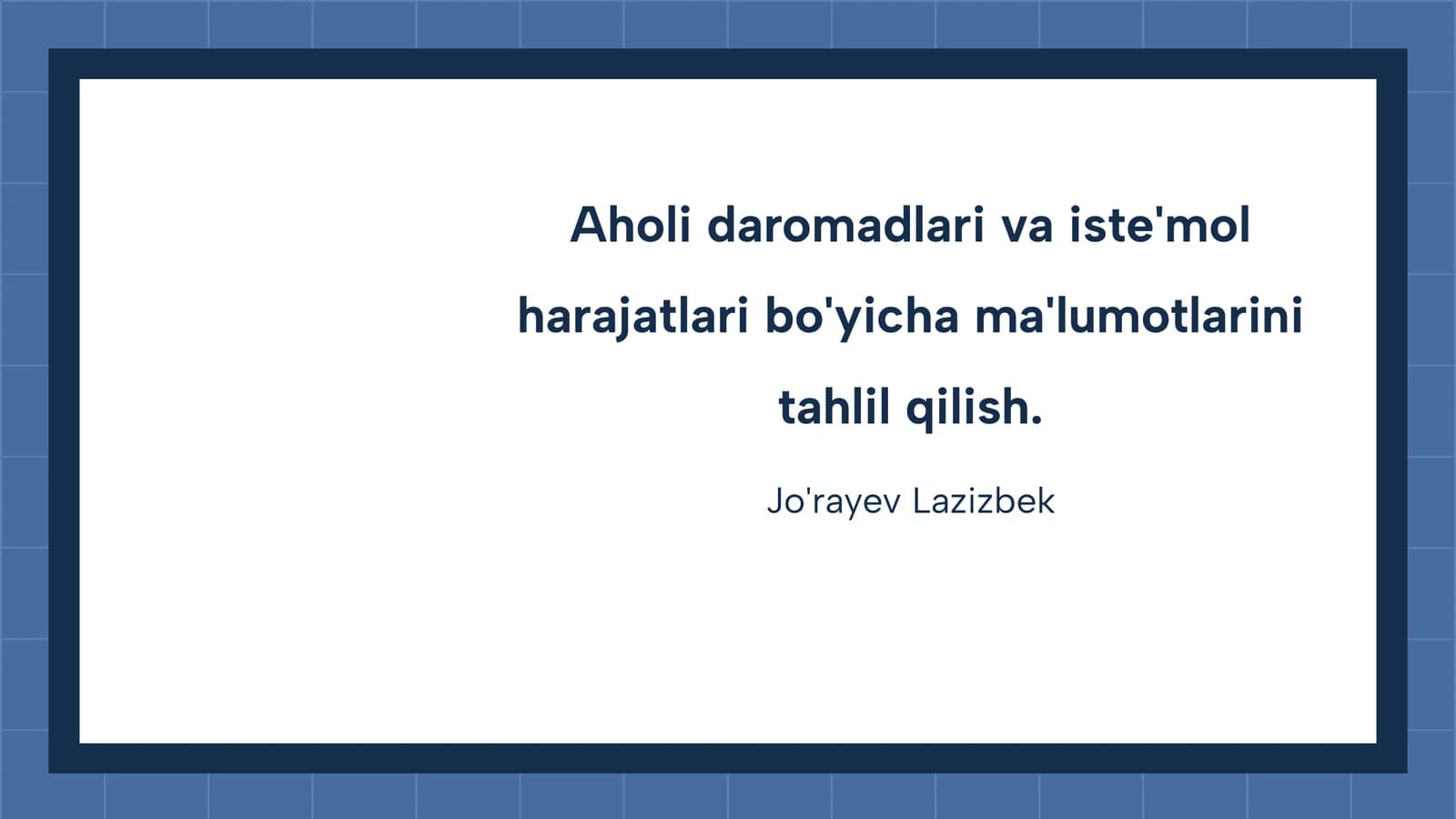 Aholi daromadlari va iste'mol harajatlari bo'yicha ma'lumotlarini tahlil qilish