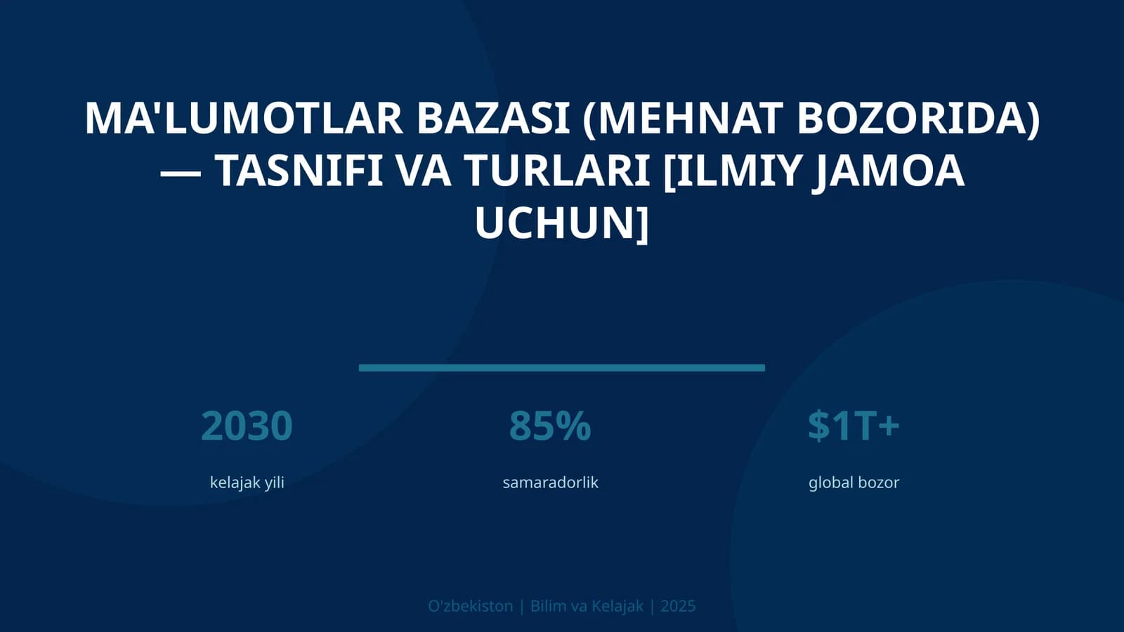 Ma'lumotlar bazasi (mehnat bozorida) — tasnifi va turlari [ilmiy jamoa uchun]