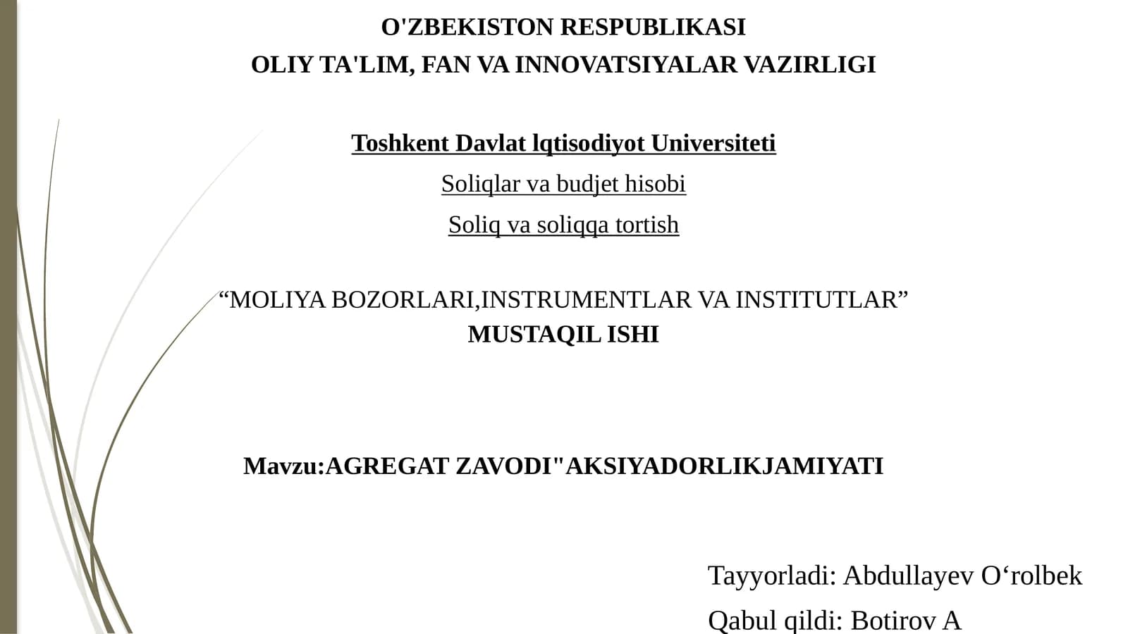 AGREGATZAVODI"AKSIYADORLIKJAMIYATI