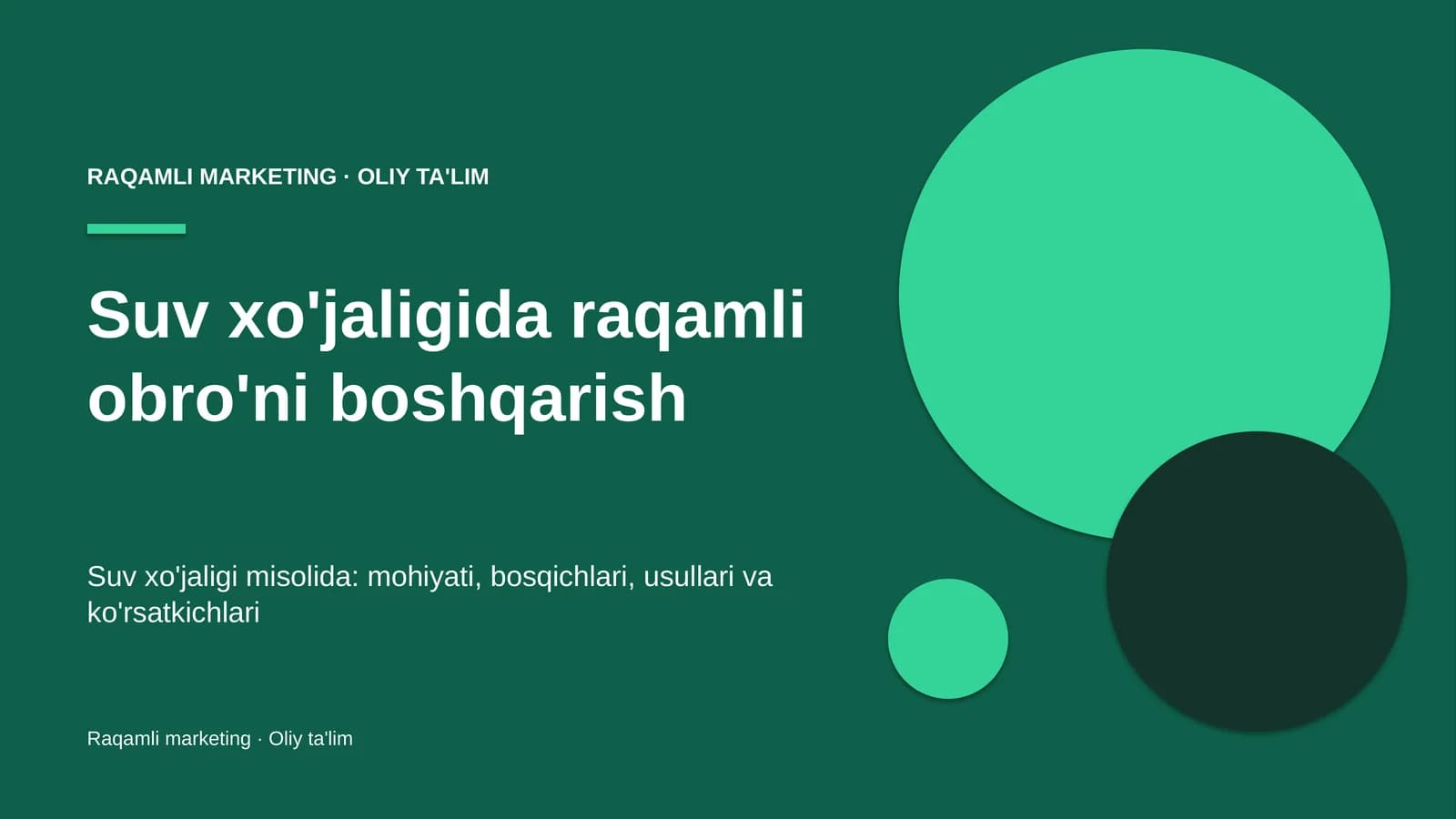Suv xo'jaligida raqamli obro'ni boshqarish