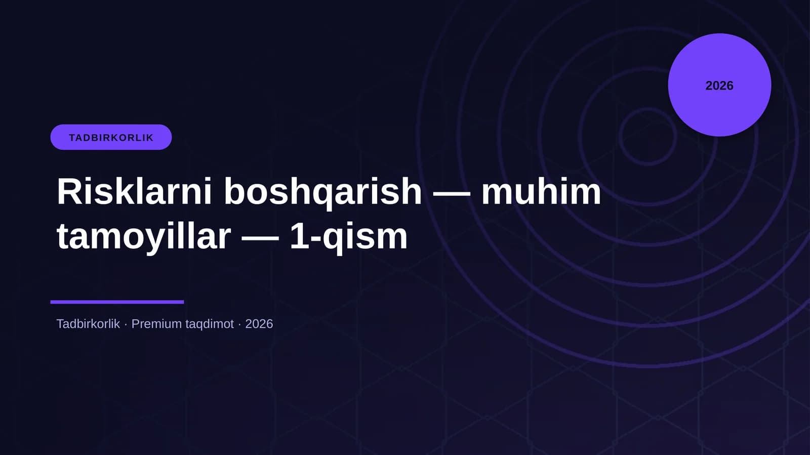 Risklarni boshqarish — muhim tamoyillar — 1-qism