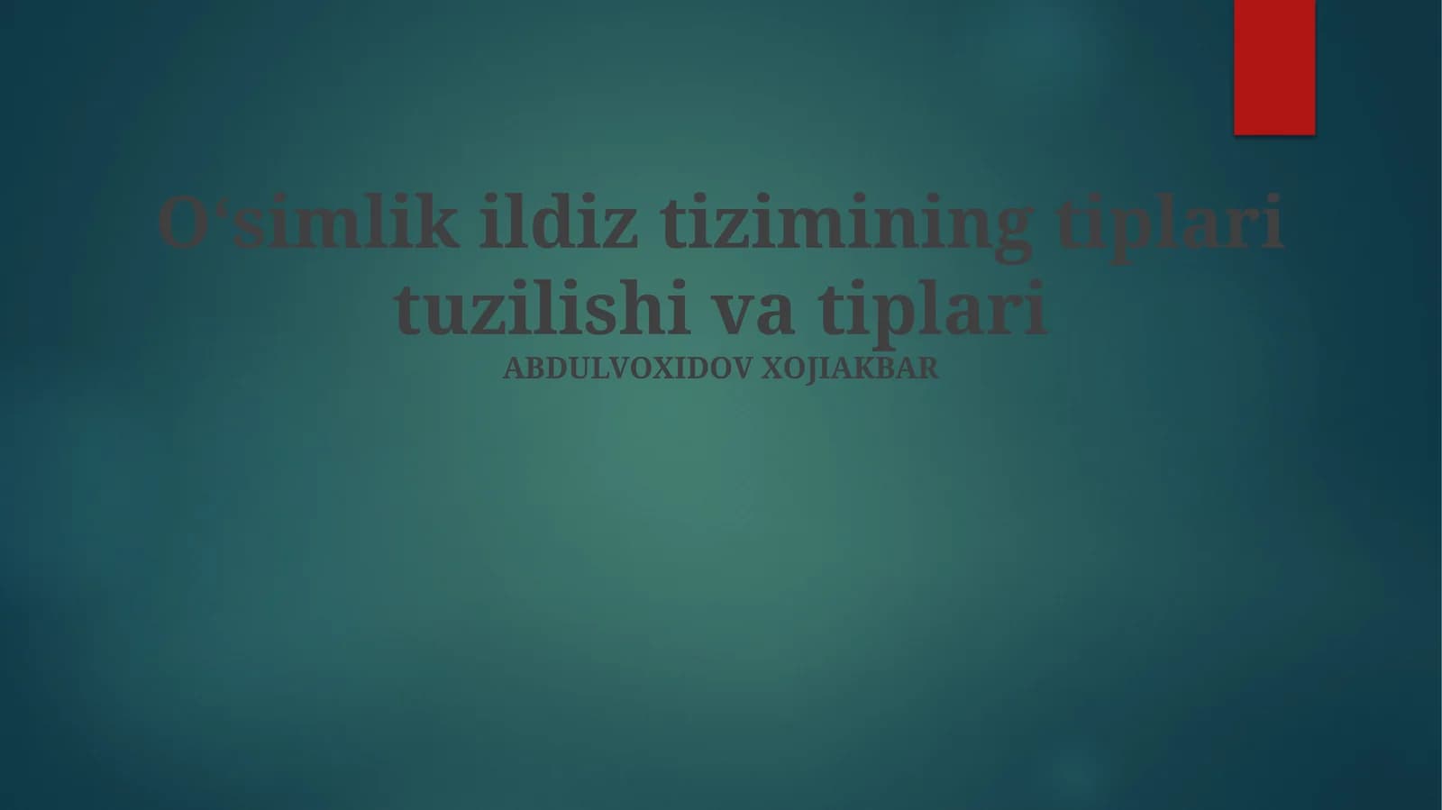 O'simlik ildiz tizimining tiplari tuzilishi va tiplari