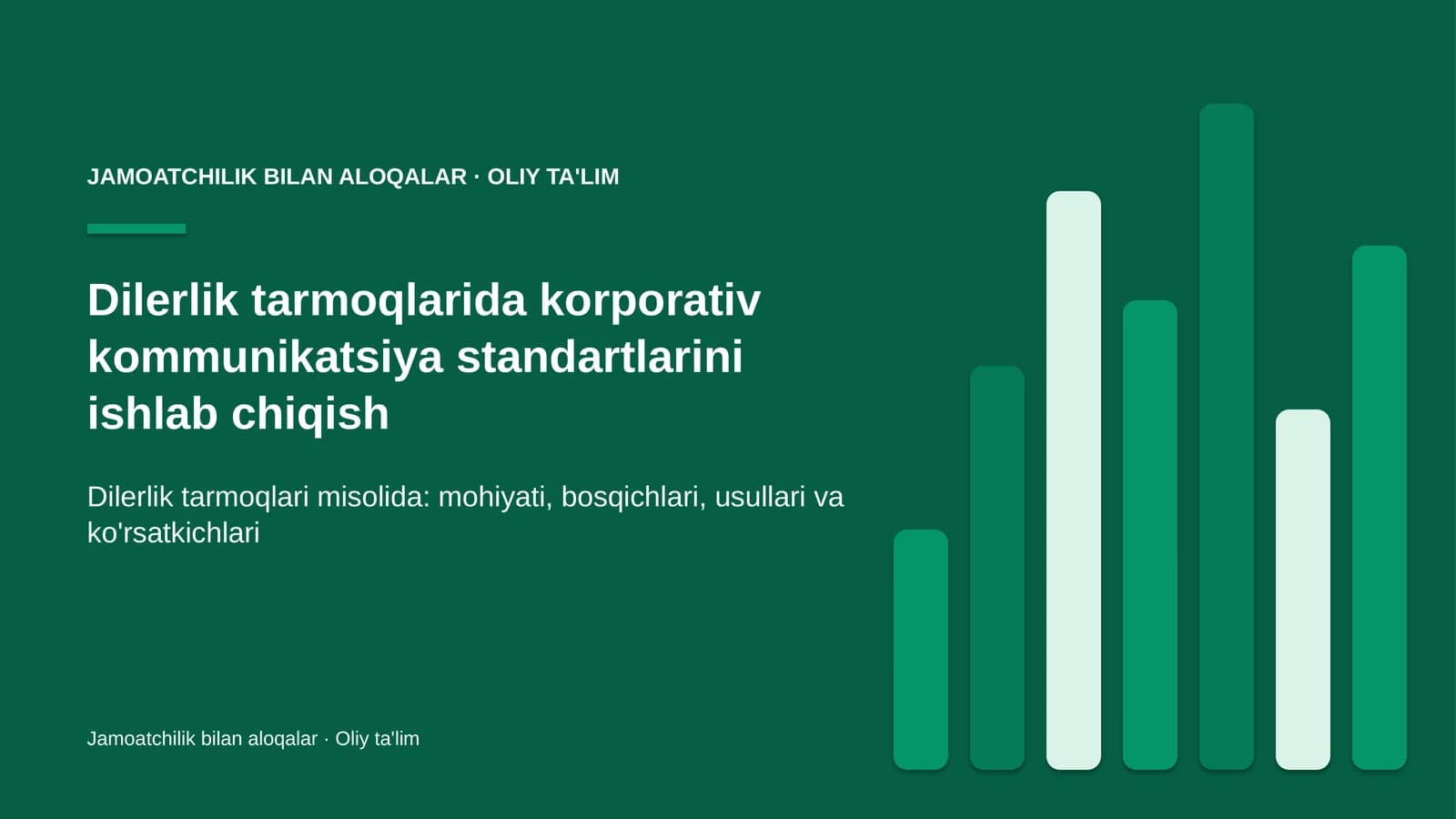 Dilerlik tarmoqlarida korporativ kommunikatsiya standartlarini ishlab chiqish