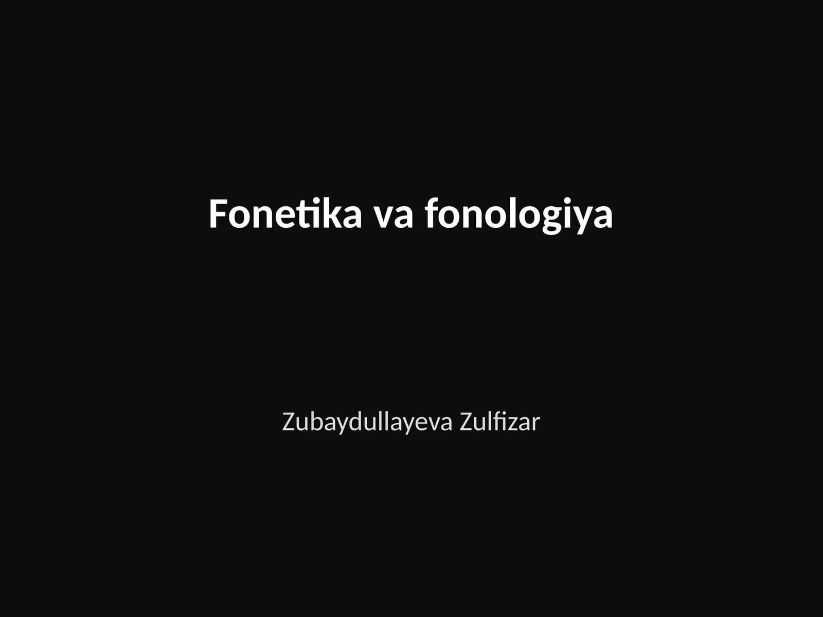 Fonetika va fonologiya