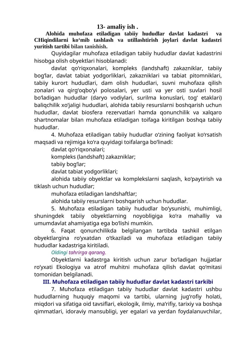 Davlat kadastrini hisobga olish obyektlari